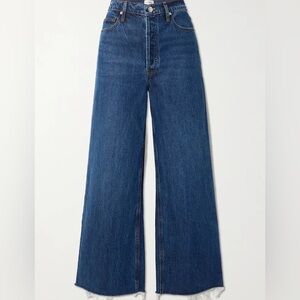 Frame Denim Womens Le Low Blindspot Raw Fray Wide Leg Jean, Blue size 28 EUC